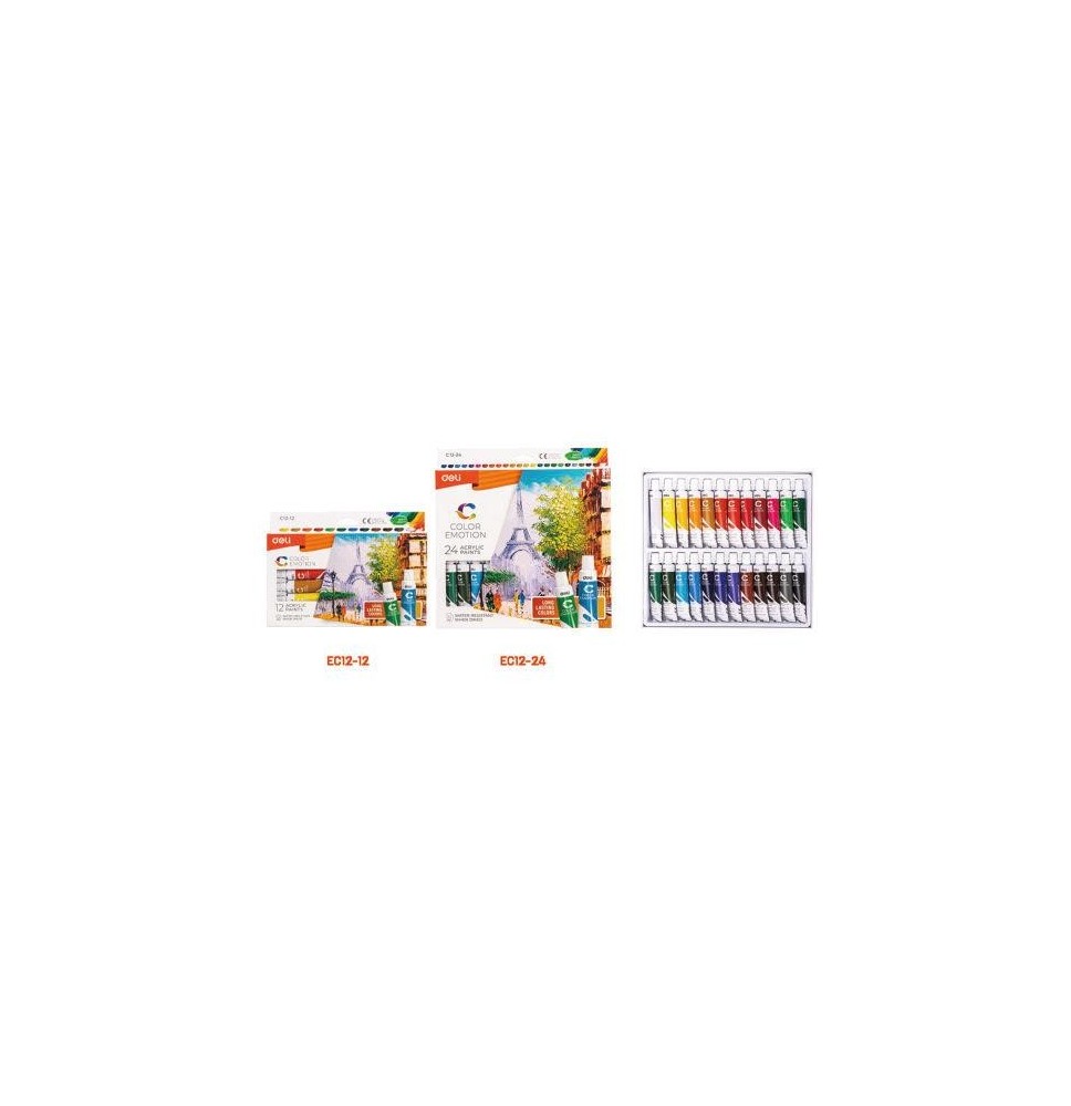 Deli Acrylic Colors 12Shades 12Ml 1Pck