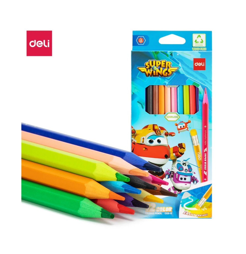 Deli Super WingsColor Pencil 12Pcs 1Pck