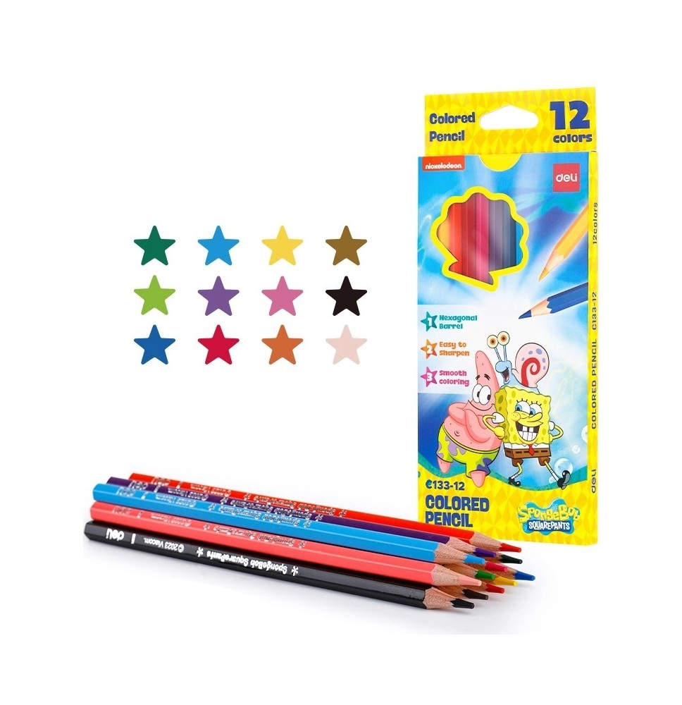 Deli SpongBob Color Pencil 12Pcs 1Pck