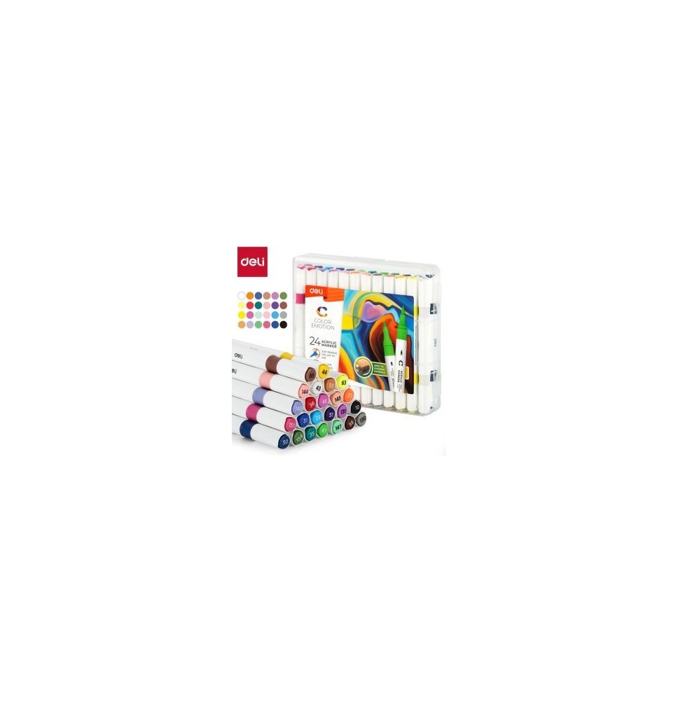 Deli Color Emotion Acrylic Marker 24Pc 1Box