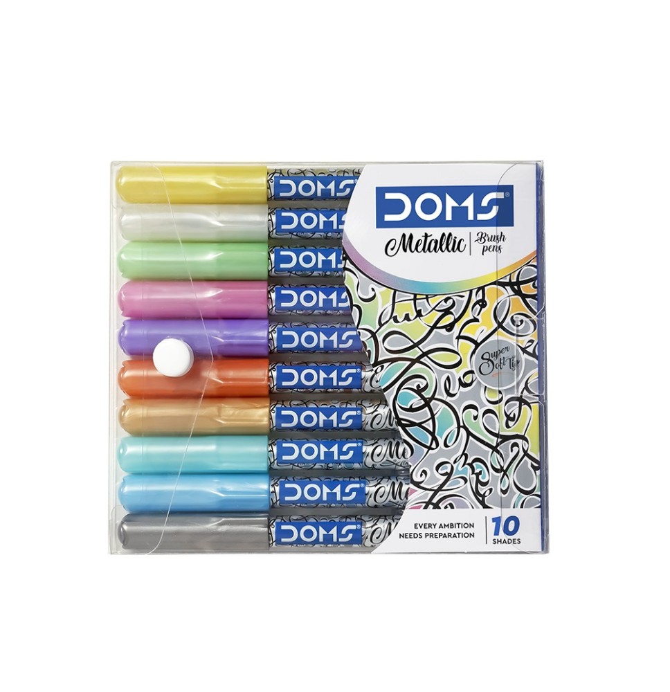 Doms Metalic Brush Pens 10 Shades 1 Pck