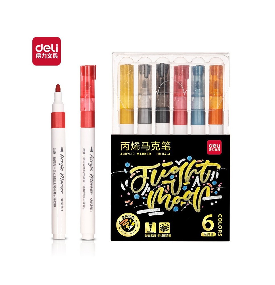 Deli Acrylic Marker 6Pc 1PcK