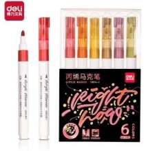 Deli Acrylic Marker 6Pc 1Pck