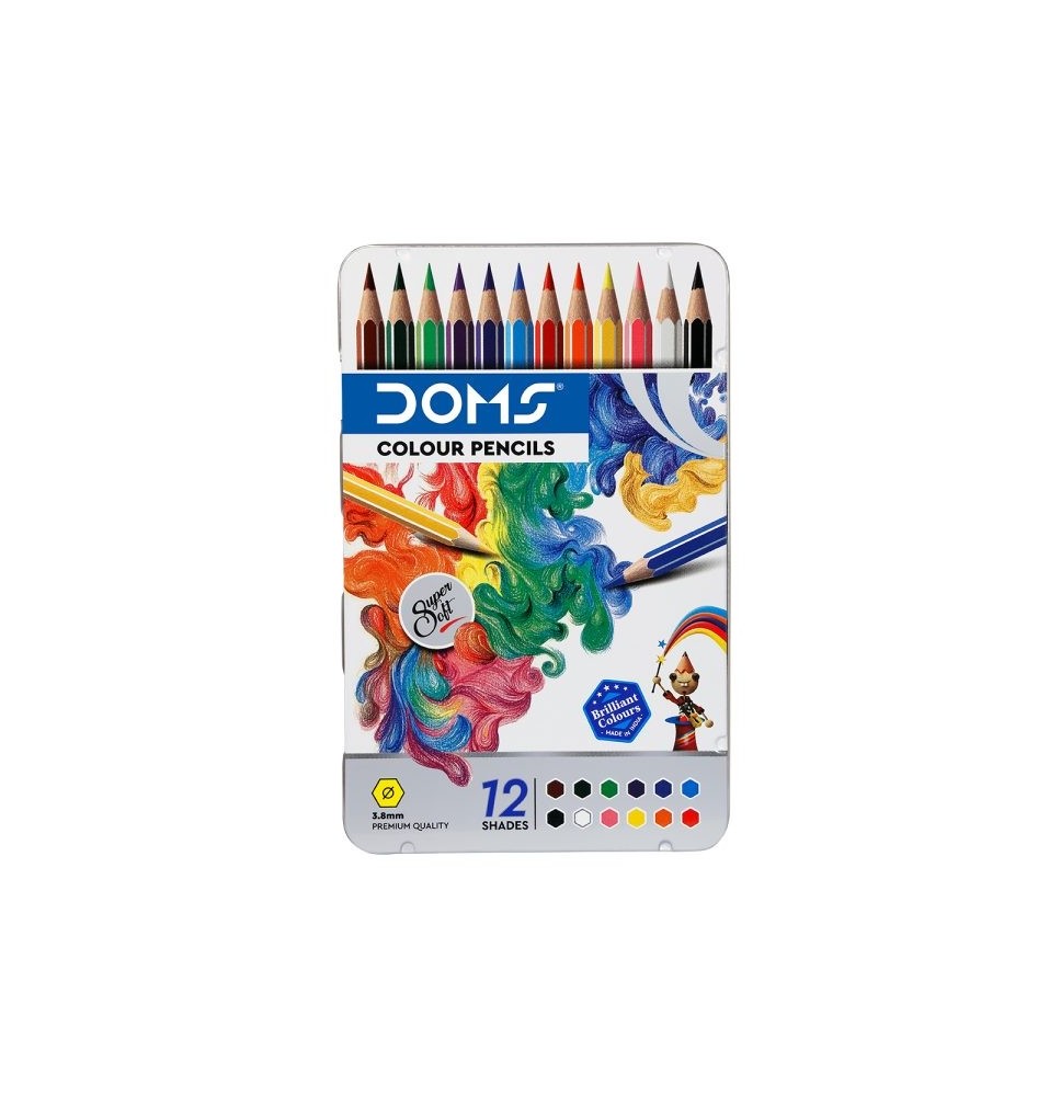 Doms Supersoft 12 Color Pencil 1 Tin Pck