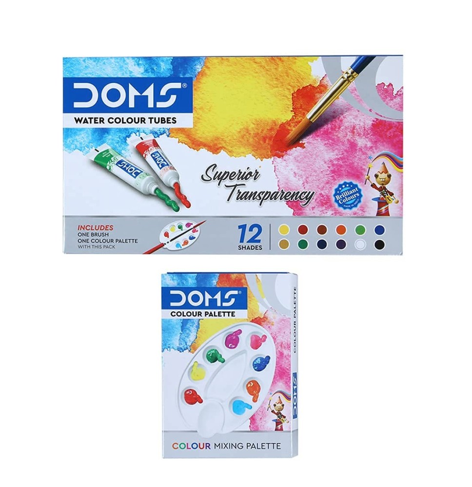 Doms Water Color Tubes 12 +Color Plate 1Pck