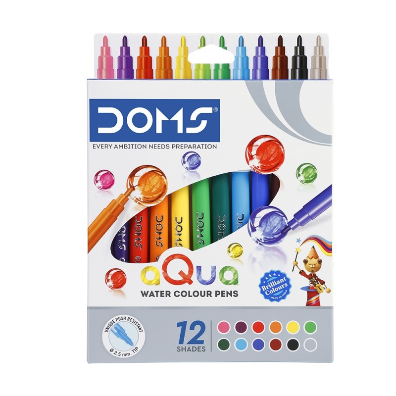 Doms Aqua Water Colours Pens 12 Shades