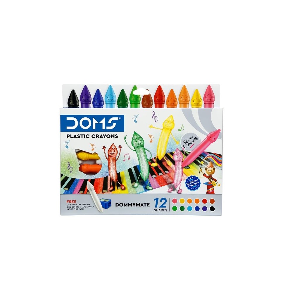 Doms Plastic Crayons Dommymate 12Shades 1Pck