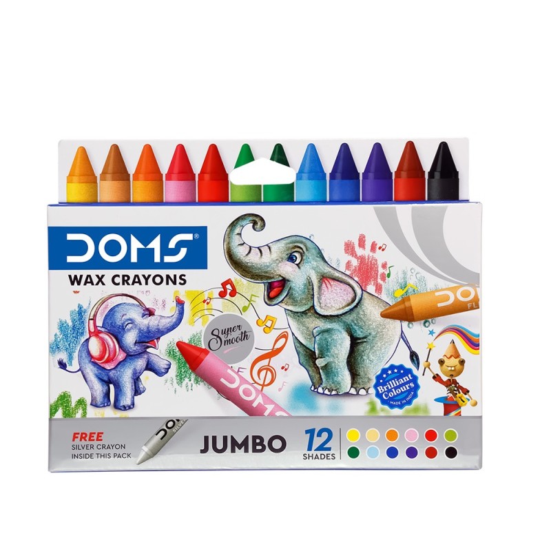 Doms Jumbo Wax Crayons 12 Shades - 1Pck