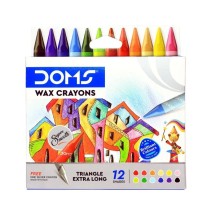 Doms Triangle Wax Crayons  12Shades 1Pck