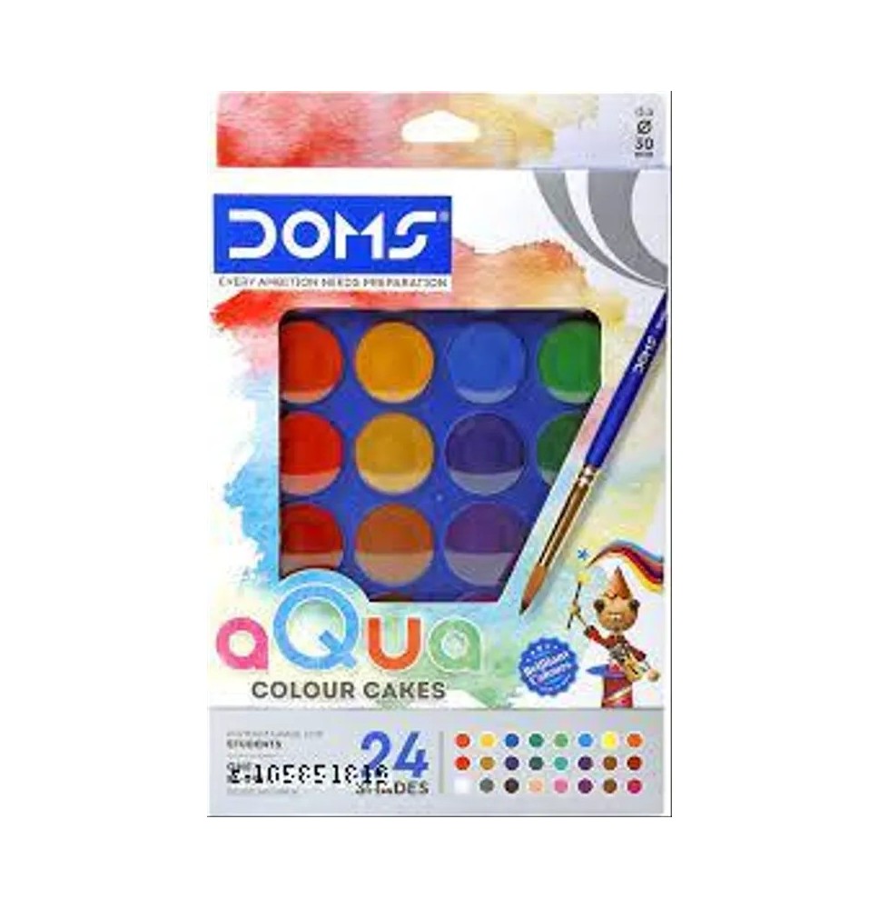 Doms Water Colour Cakes 23mm 24 Shades 1Pck