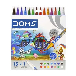 Doms Brush Pens 12 Pcs + Metallic & Silver - 1Set