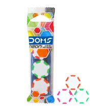 Doms Neon Hex Eraser 3Pcs - 1Pck