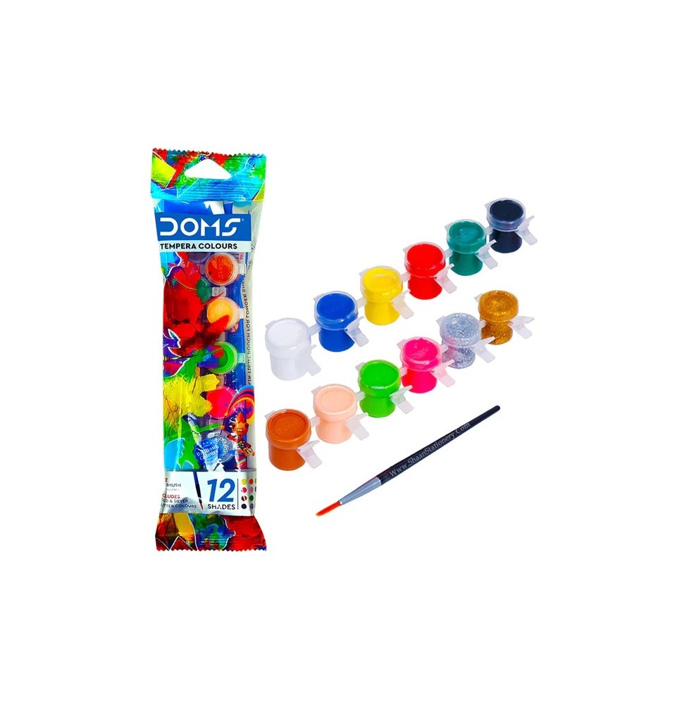 Doms Tempera Colour 12 Col & Brush