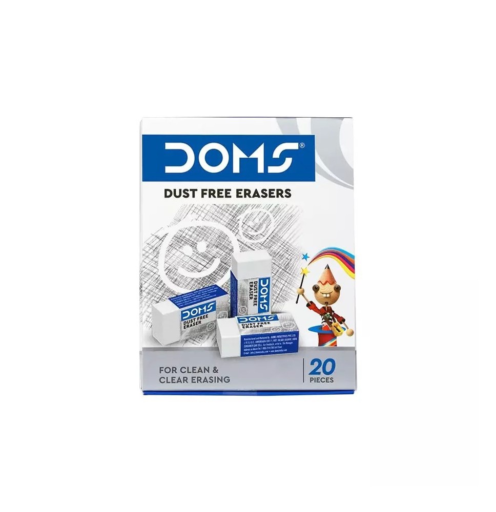 Doms White Eraser 20Pc 1Pck