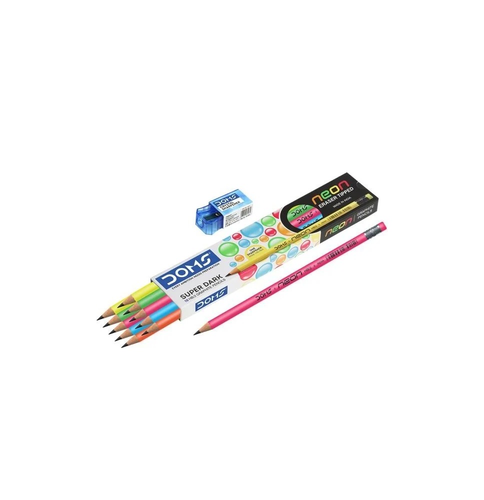 Doms Neon HB Pencils 12Pc 1Pck