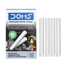 Doms Dustless White Chalk  10Pc 1Pck