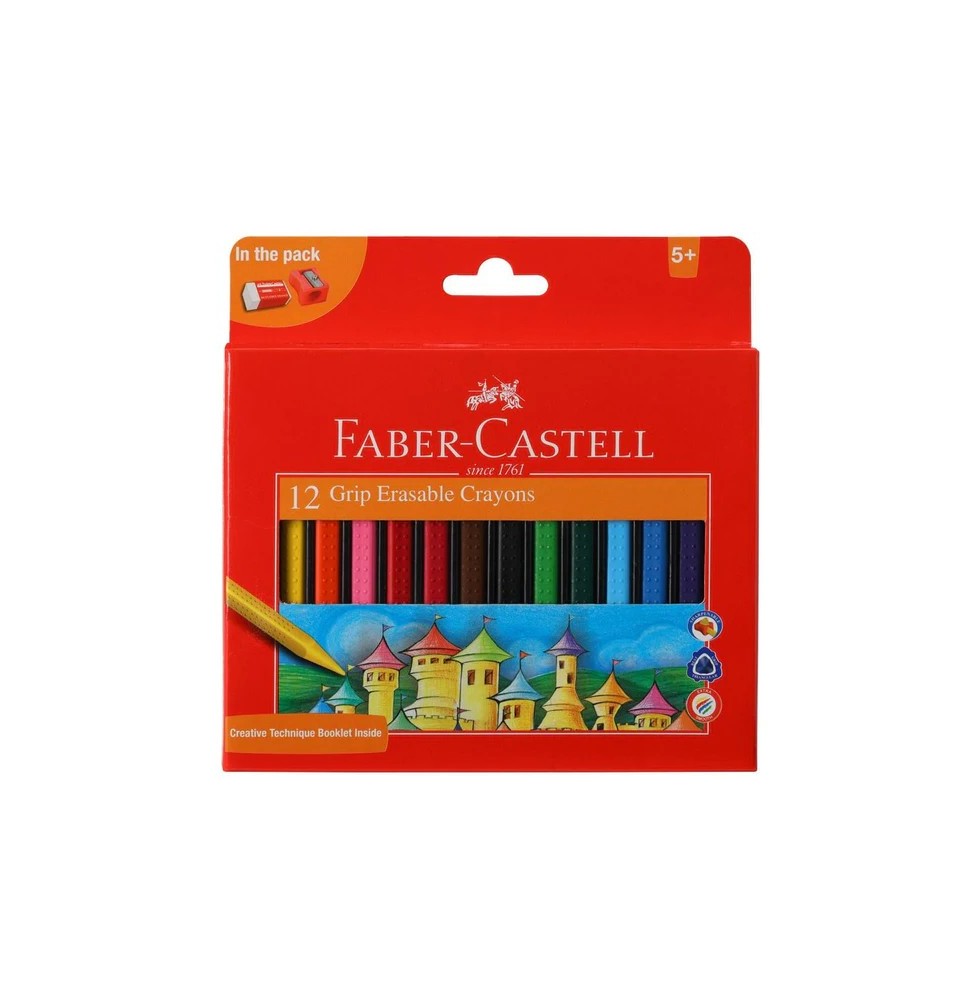 Faber-Casstell  Grip Erasable Crayons 12Pcs 1Pck