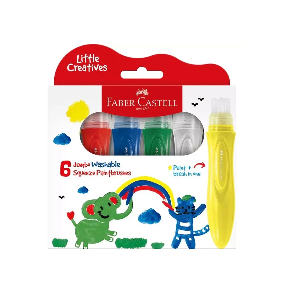 Faber Castell Jumbo Washable Squeeze Paint Brushes 6Pcs  1Pkt