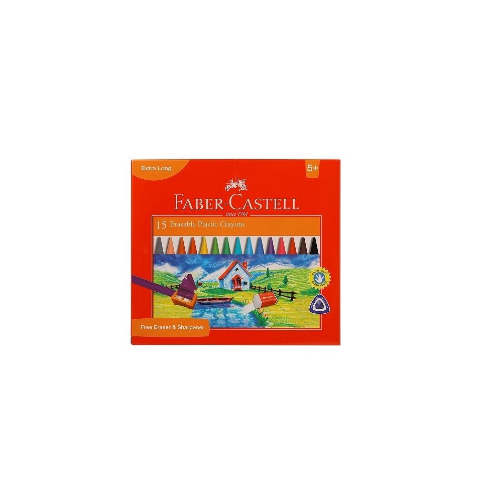 Feber-Castell Erasable Plastic Crayon 15Pcs 1Pck