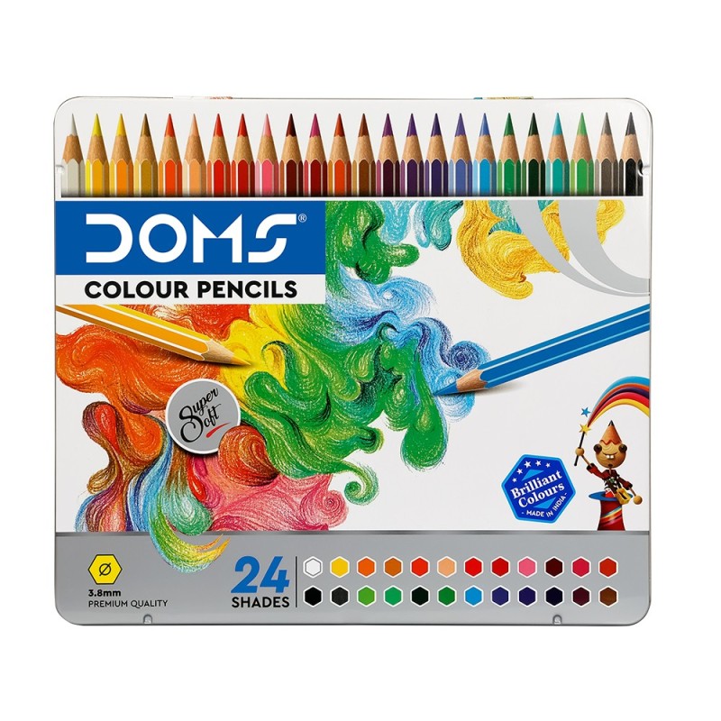 doms colour pencils flat tin 24 shades