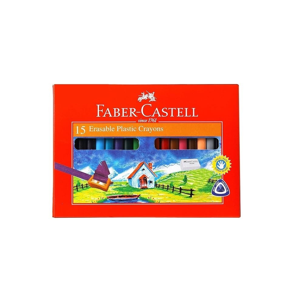 Faber-Castell Erasable Plastic Crayons 15Pcs - 1Pck