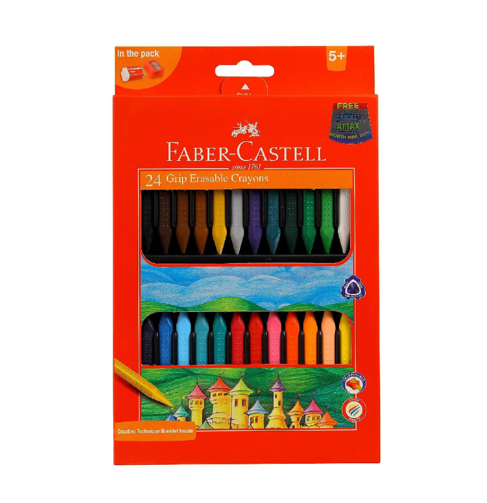 Faber-Castell Erasable Grip Crayons 24Pcs -1Pck