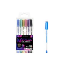 Yalong Metallic Gel Ink Pen 6Pc 1Pck