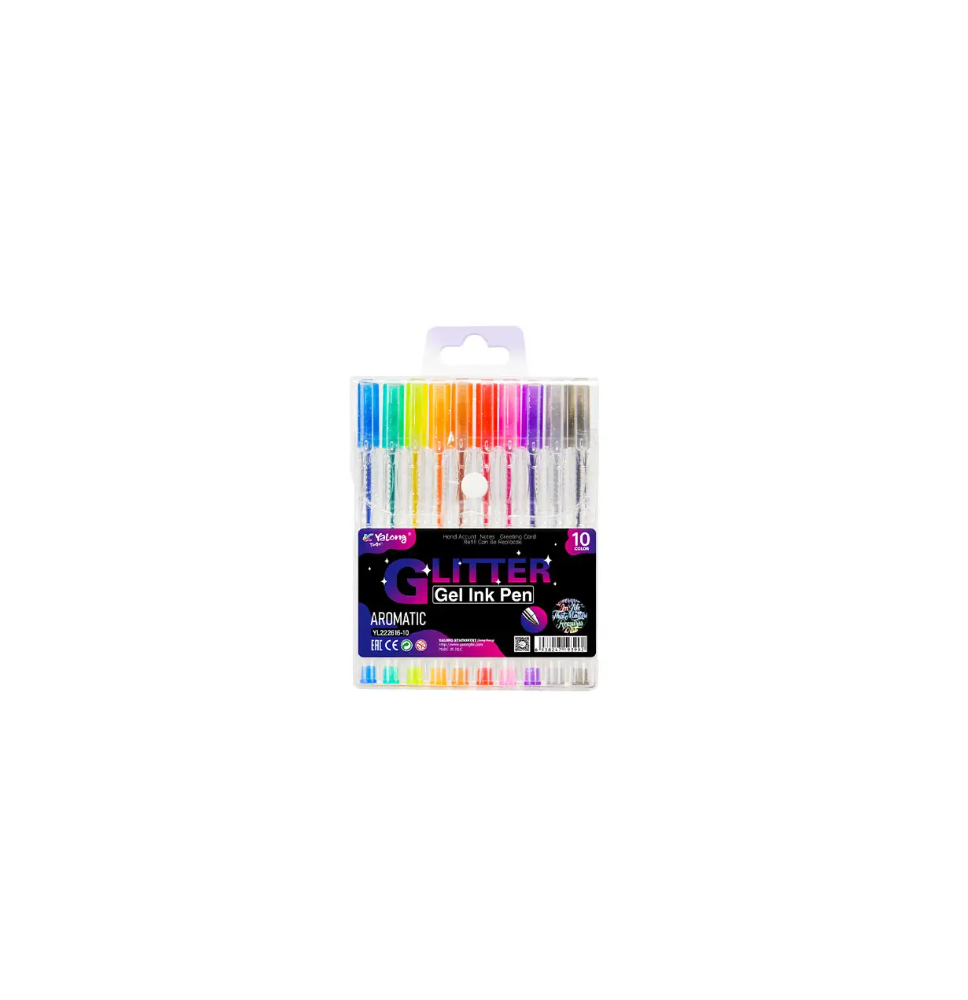 Yalong Glitter Gel Ink Pen 10Pc 1Pck