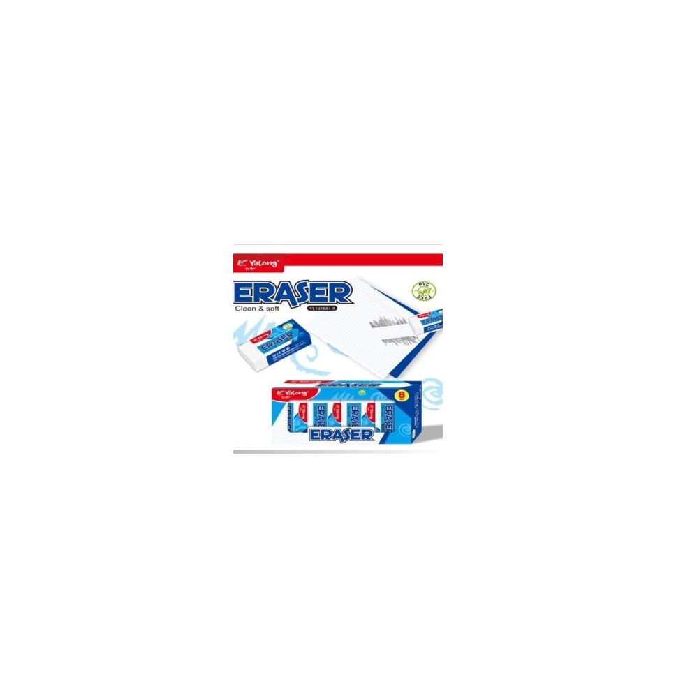 Yalong Clean & Soft Eraser 8Pcs 1Pck