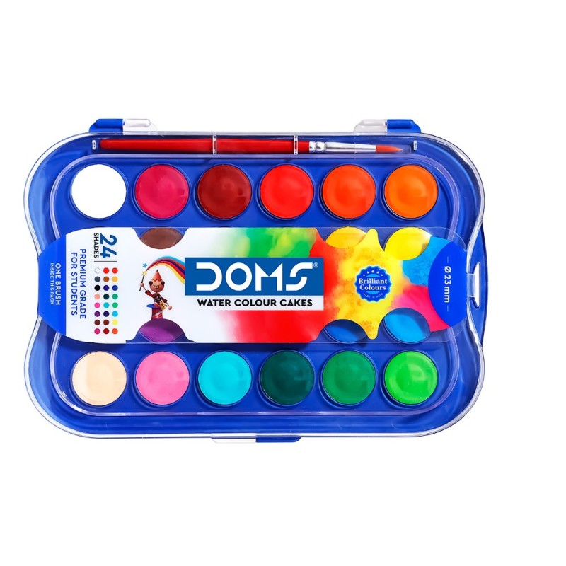 doms water colour cakes 24 shades dia 23mm with 1 brush