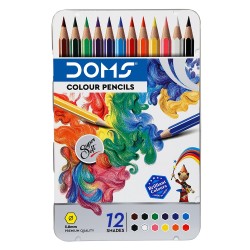 doms colour pencils 12 shades flat tin