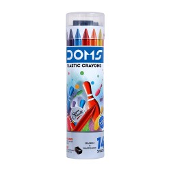 Doms Plastic Crayons 14 Shades + Eraser - Round Tin