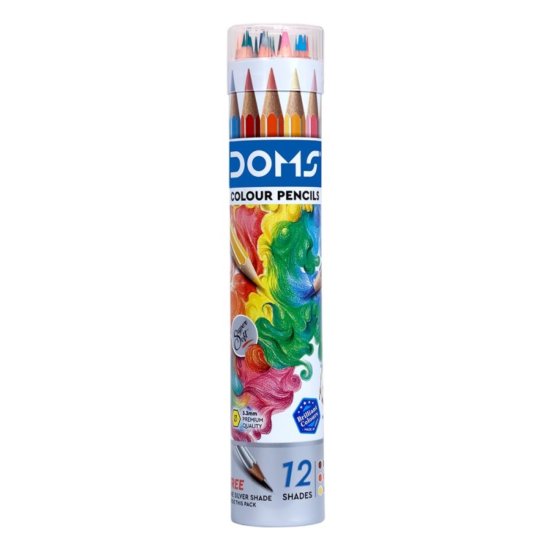 Doms Colour Pencils 12 Shades Round Tin