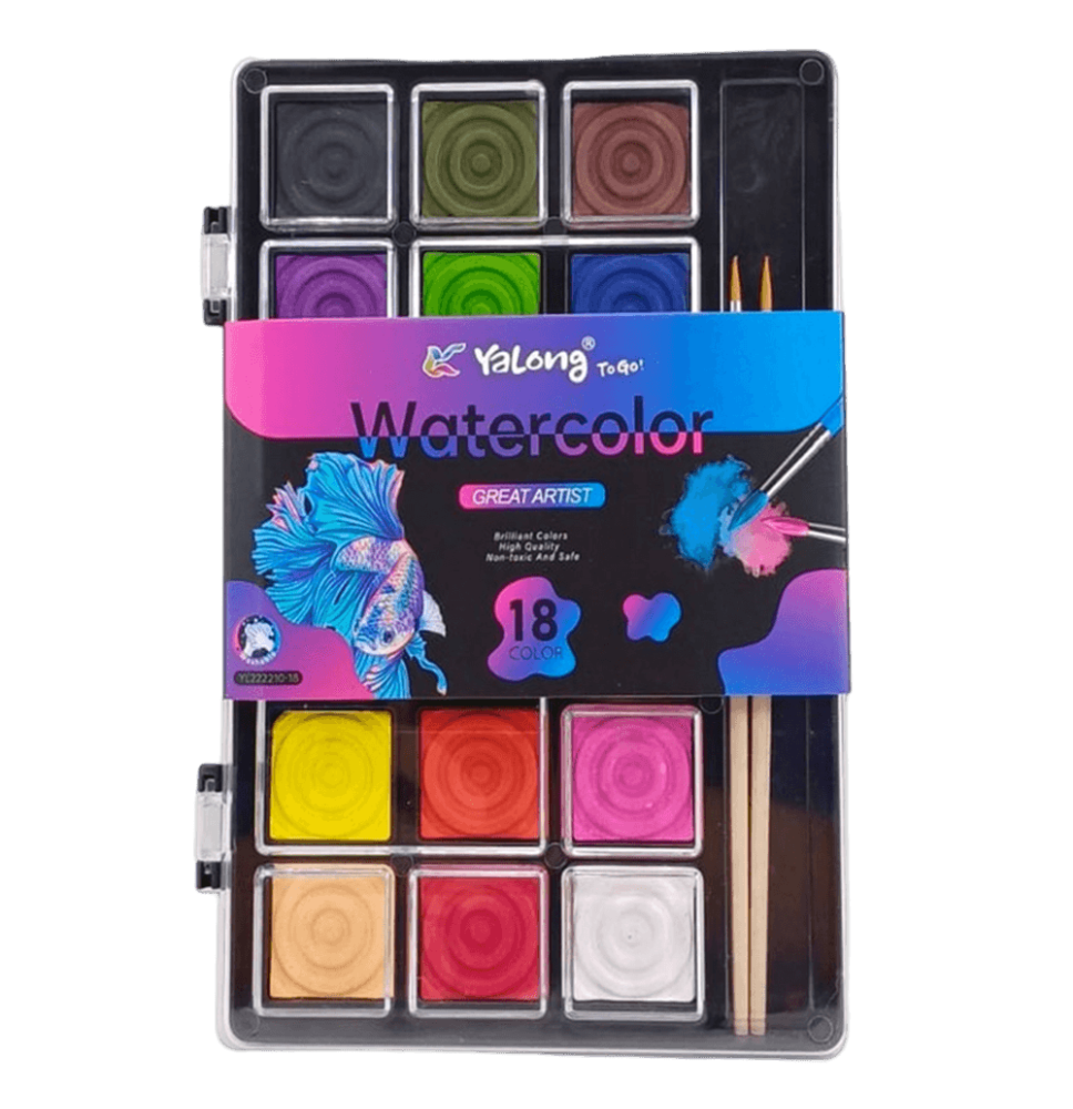 Yalong Water Colors Cake 18Colors+Bruch 1Set