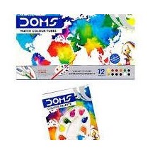 doms water colour tubes 12 shades + colour mixing palette + 1 rush