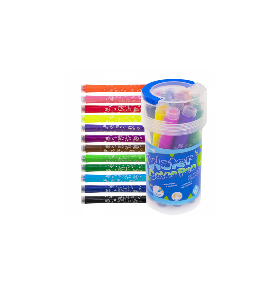 Yalong Water Color Pen-Stams 12Pcs 1Jar