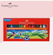 Faber-Castell 25 Erasable Plastic Crayons + Eraser and Sharpner