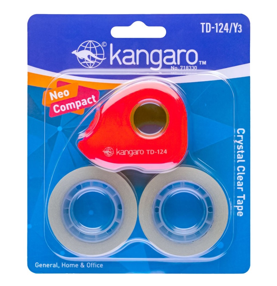 Kangaro Crystal Clear 2Tape+Dispenser 1Pck