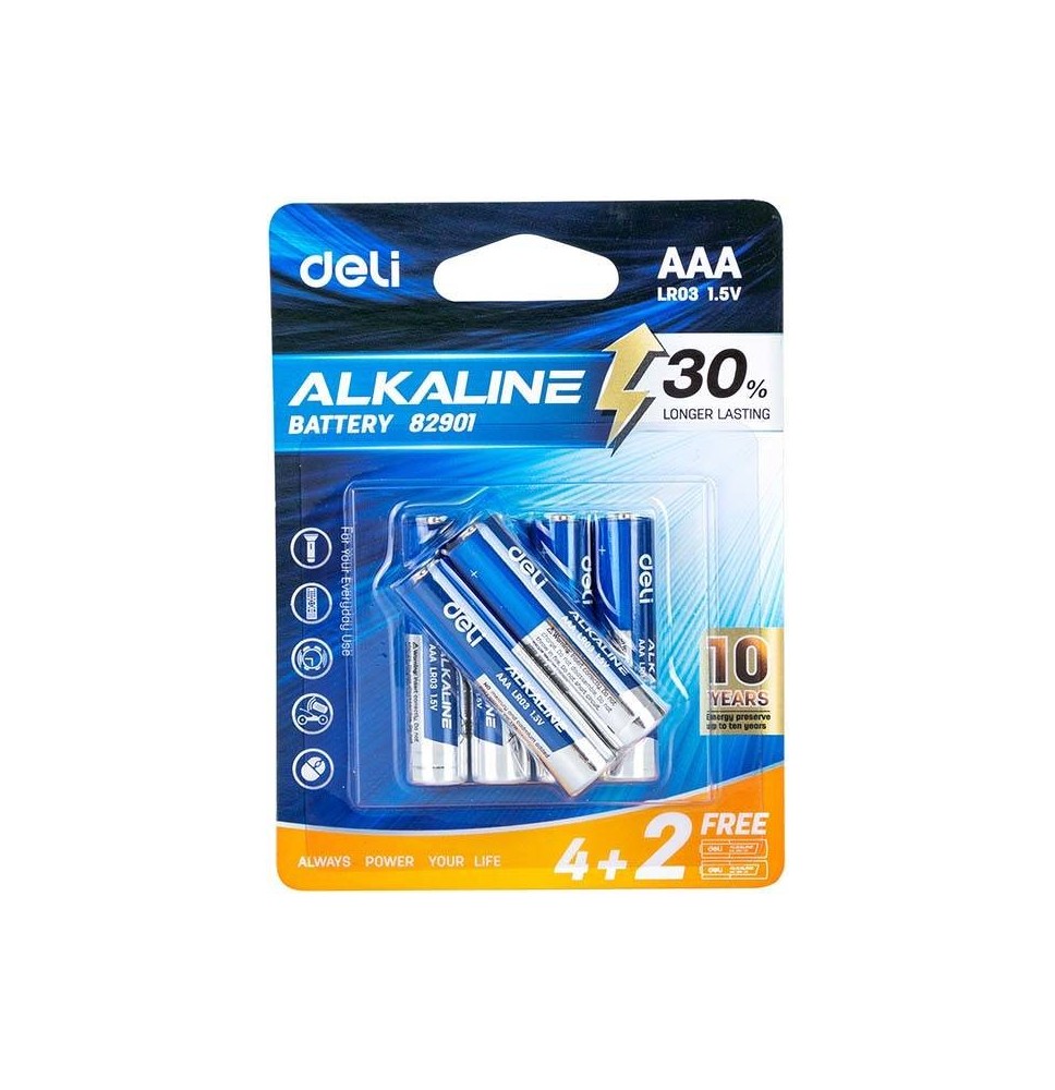 Deli AAA Alkaline Battery 6Pc - 1Card