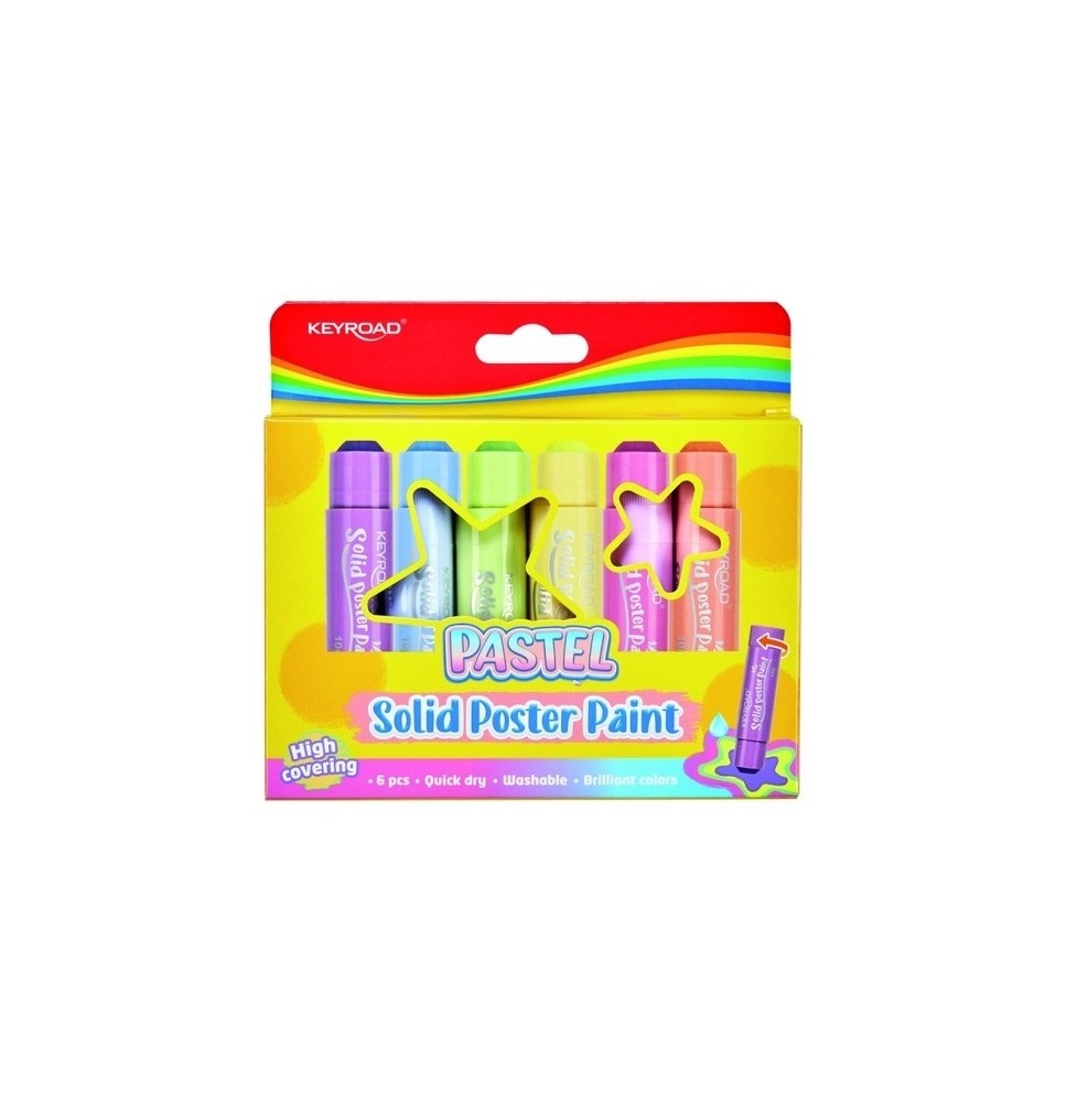 Keyroad Pastel Solid Poster Paint 6x10G 1Pck