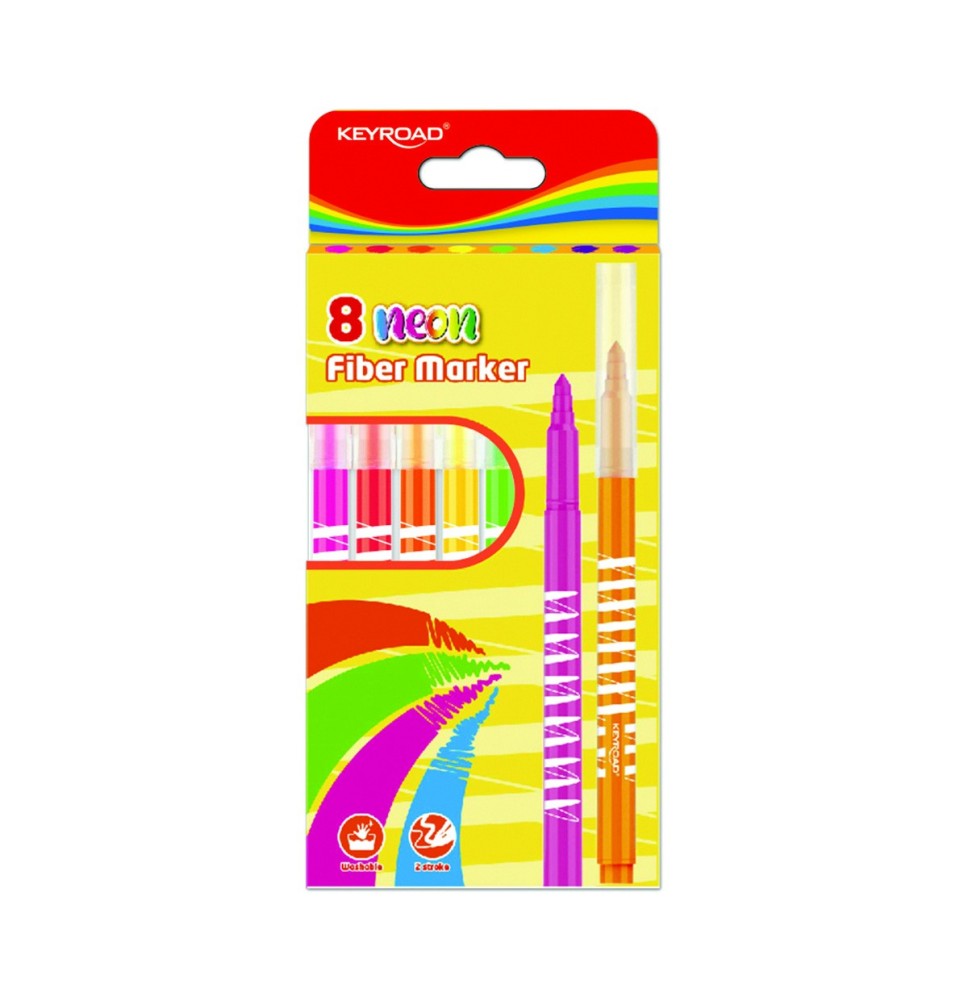 Keyroad Neon Fiber Marker 8Pcs*1Pck