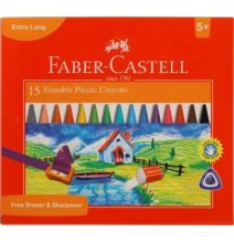 faber-castell 15 erasable plastic crayons +1 eraser