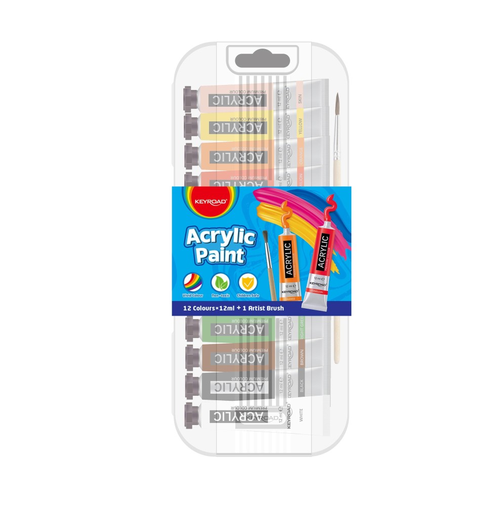 Keyroad Acrylic Paint 12x12ML+1Brush 1Box