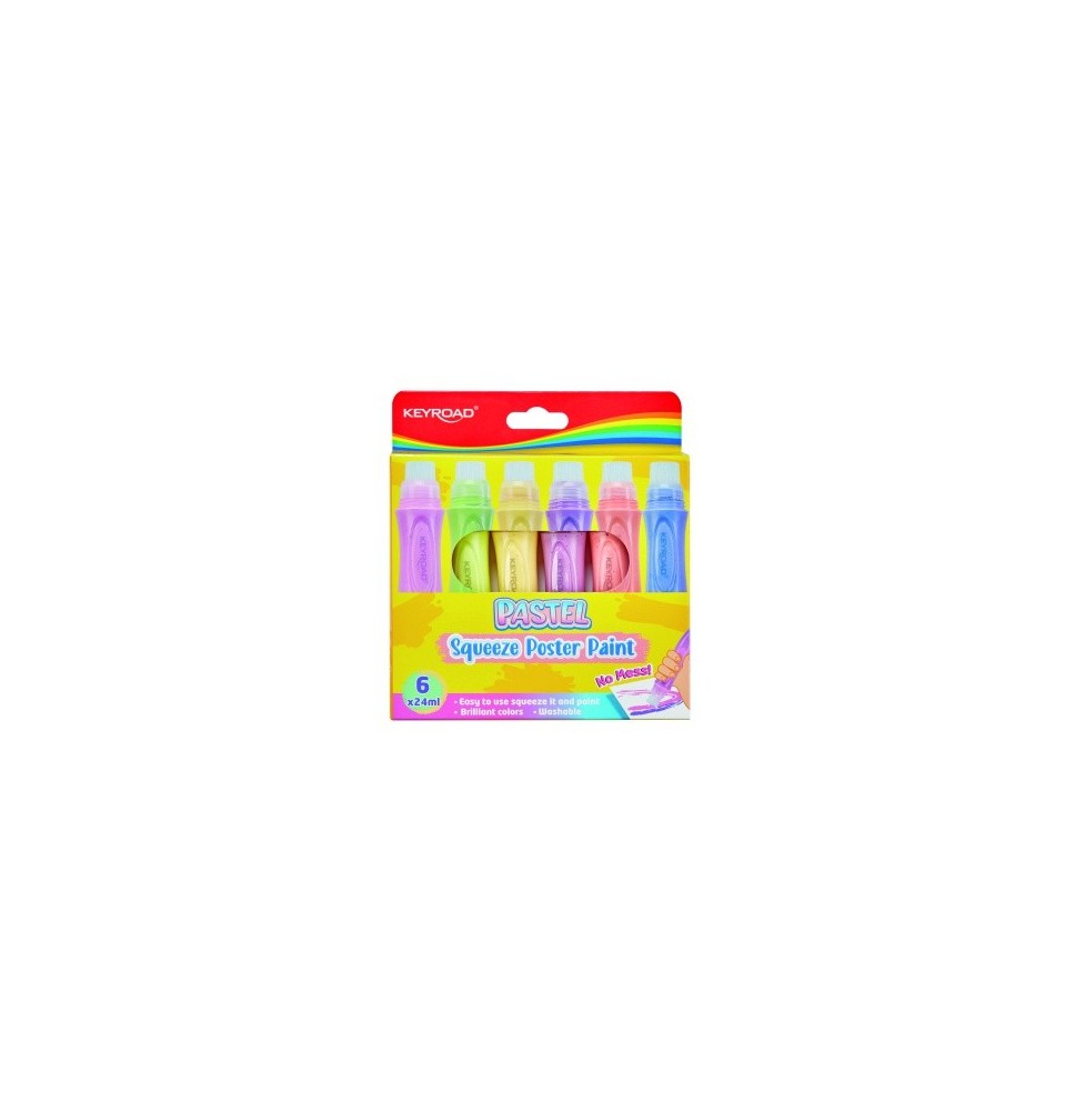 Keyroad Pastel Squeeze Poster Paint 6x24ML 1Pck