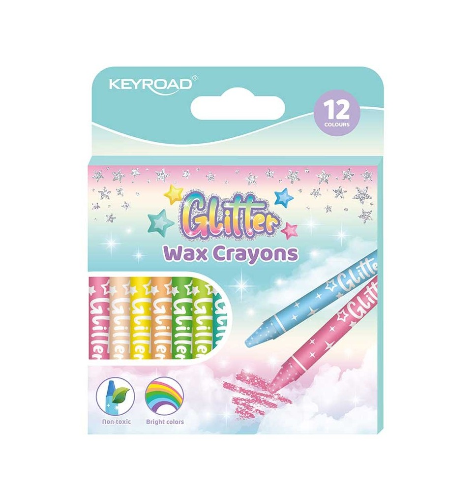 Keyroad Glitter Wax Crayons 12Pcs 1Pck