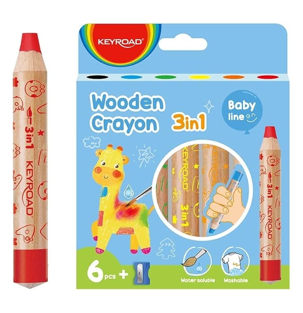 Keyroad Wooden Crayon 3IN1 1Pck