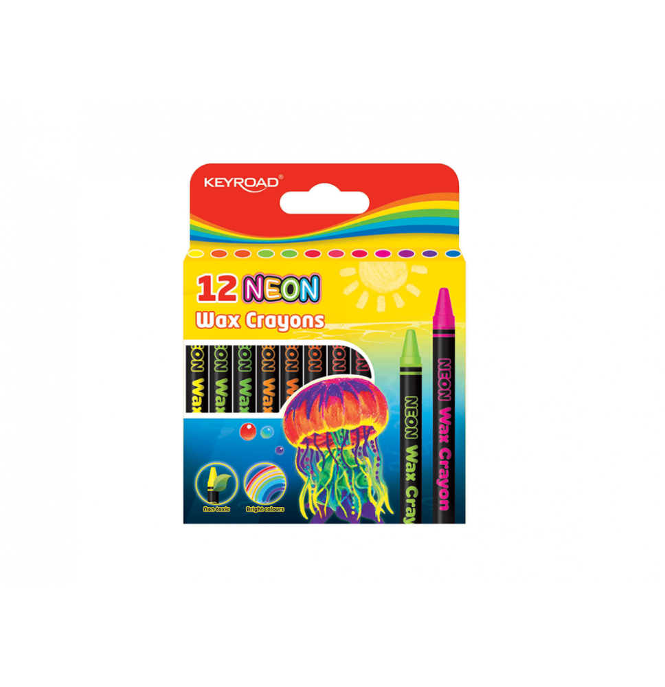 Keyboard Neon Wax Crayons 12Pcs 1Pck