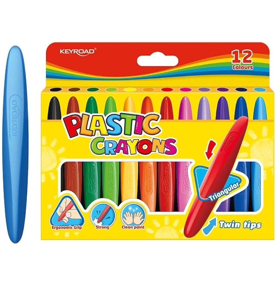 Keyroad Plastics Crayons 12Pcs 1Pack