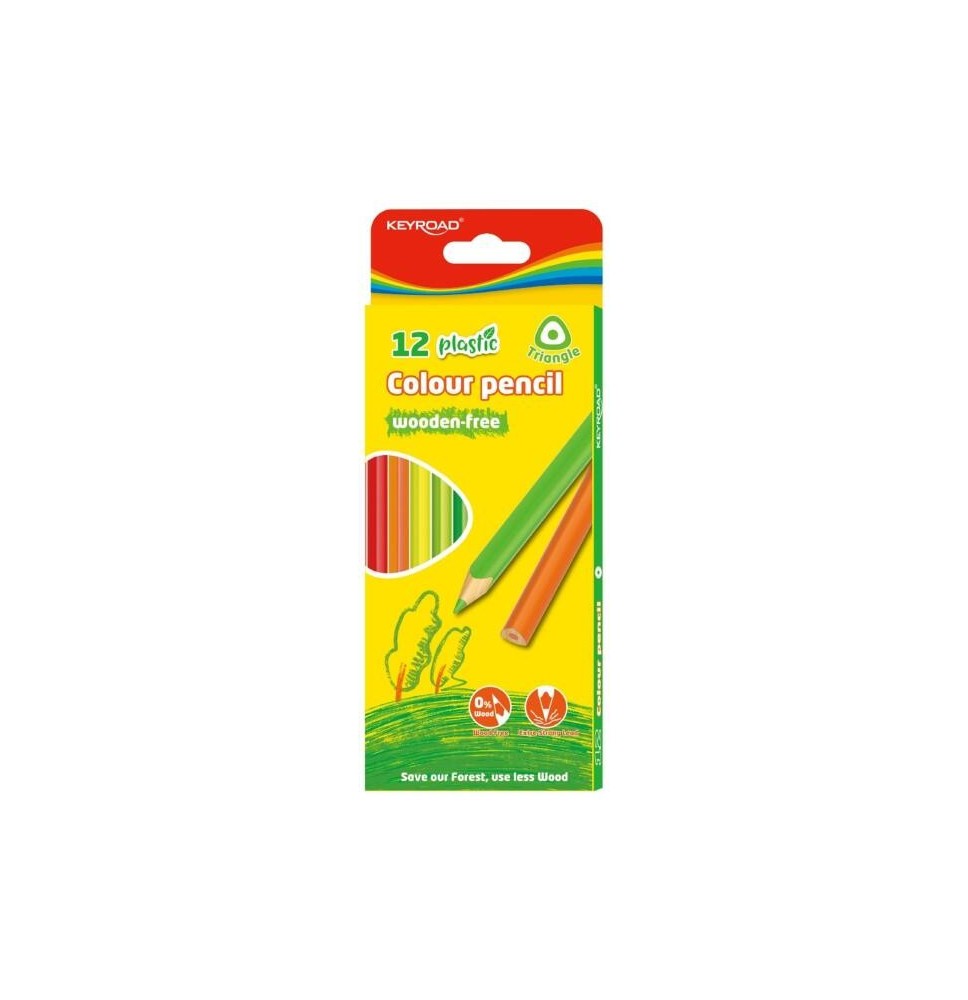 Keyroad Plastic Color Triangle Pencil 12Pc 1Pck