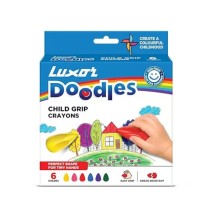 Luxor Doodles Child Grip Crayons 6Pc 1Box